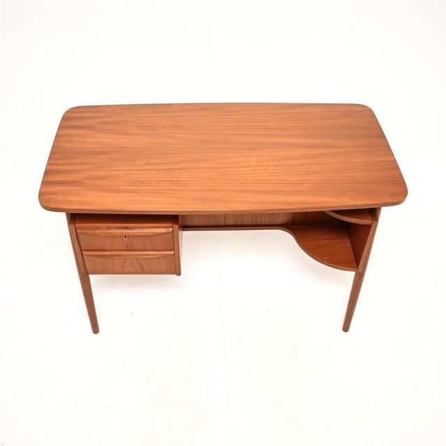 Wood Vintage Danish Teak Desk by Gunnar Nielsen for Tibergaard, 1960s For Sale - Image 7 of 13