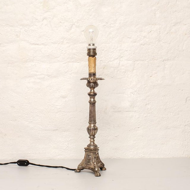 Table Lamp in Silver-Plated Metal, in Good conditions. Designed 1950 to 1959 European Plug (up to 250V).The wiring of this...