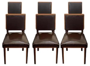 Art Deco Elm, Maple & Leatherette Dining Chairs, 1940s, Set of 6