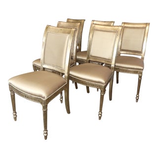 Theodore Alexander Silver Gilt Regency Dining Chairs- Set of 6 For Sale