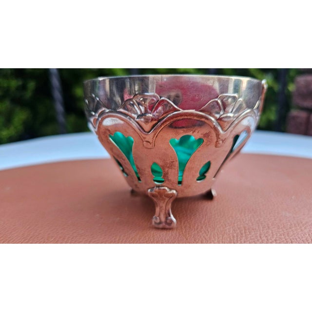 Pre-war sugar bowl, green glass, Astral Eneret, dimensions: height 15 cm (including handle), height to rim 8 cm, diameter...