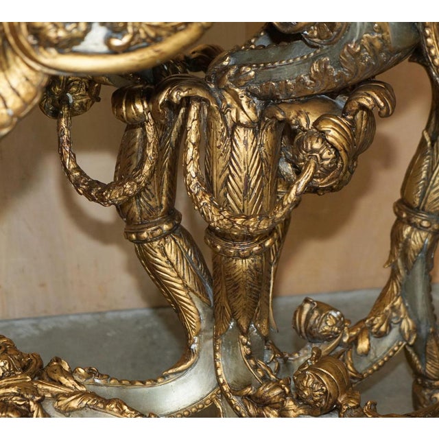 Baroque Metal Rams & Maiden Head Marble Topped Console Table For Sale - Image 15 of 18