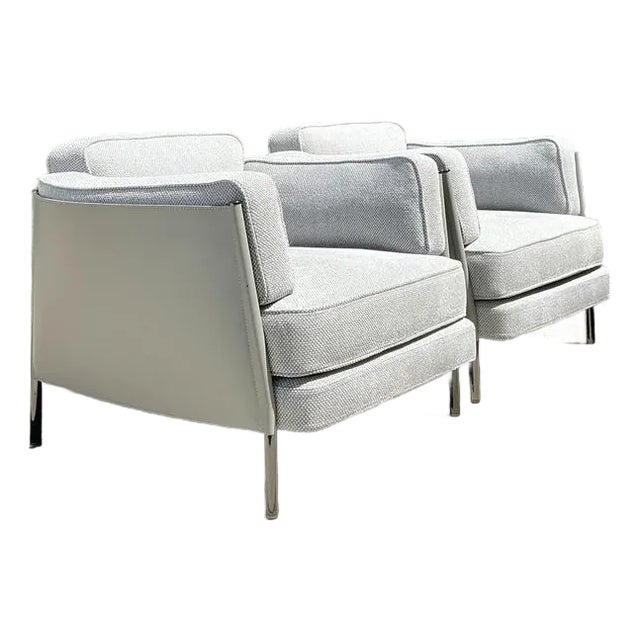 Vintage Italian Minotti Leather Frame “Shelley” Lounge Chairs - A Pair For Sale