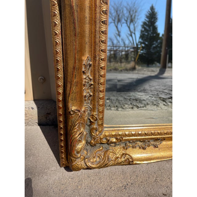 Mid 20th Century Vintage Ornate Gold Framed Beveled Mirror For Sale - Image 5 of 9