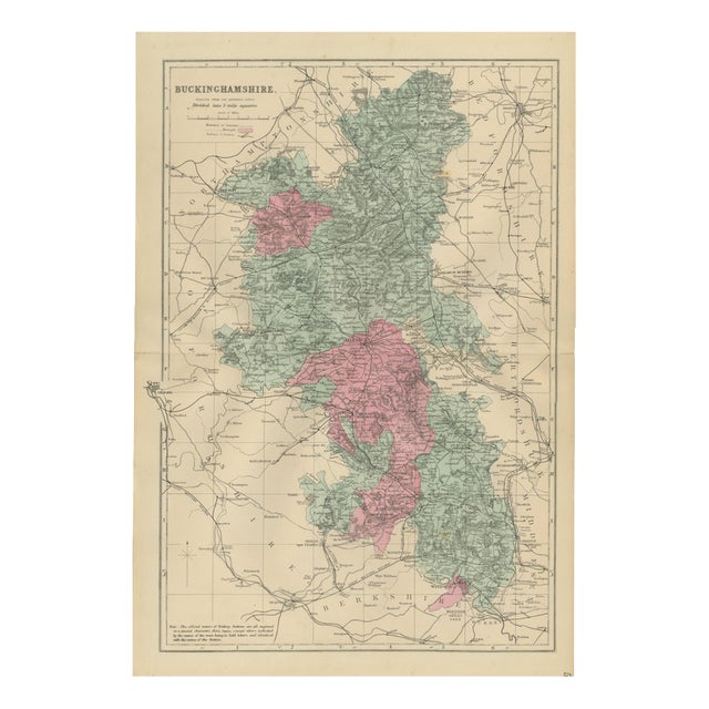 Antique Map of Buckinghamshire, 1885 For Sale