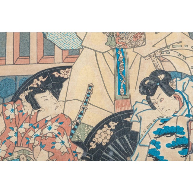 19th Century Custom Framed Utagawa Kunisada Signed Japanese Woodblock Prints—A Pair For Sale In New York - Image 6 of 17