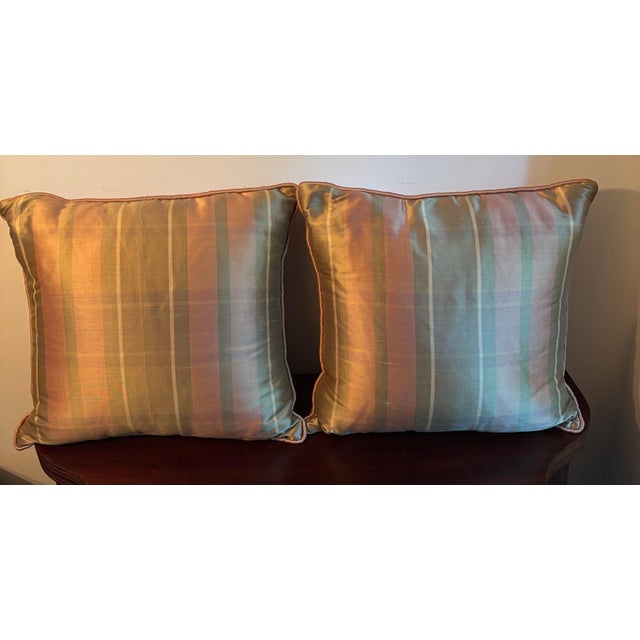 Pair of 1990s Decorative Silk Pillows For Sale - Image 4 of 4