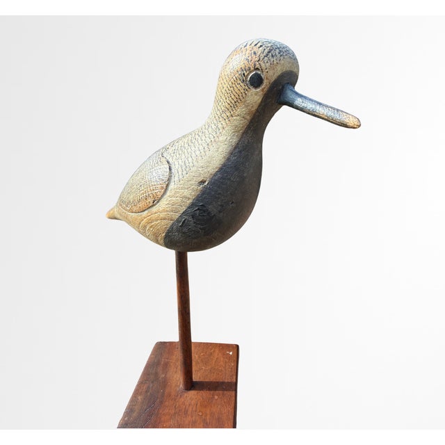 Folk Art Signed Mark S. McNair Black-Bellied Plover Shorebird Carving For Sale - Image 3 of 9