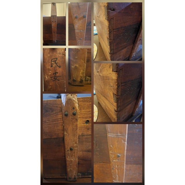 1800-1850s antique Chinese wooden grain collector container, in one of the pictures i added the translation of the Chinese...