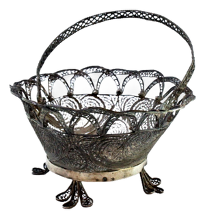 Filigree Basket with Tilting Handle and Feet