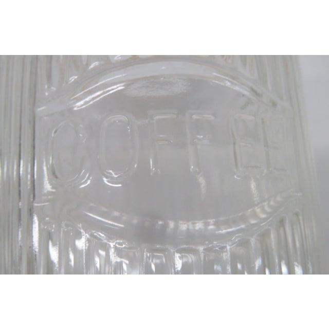 Hoosier Sellers Coffee Canister 1920s Clear Ribbed Glass Jar With Lid 4481b For Sale - Image 11 of 15