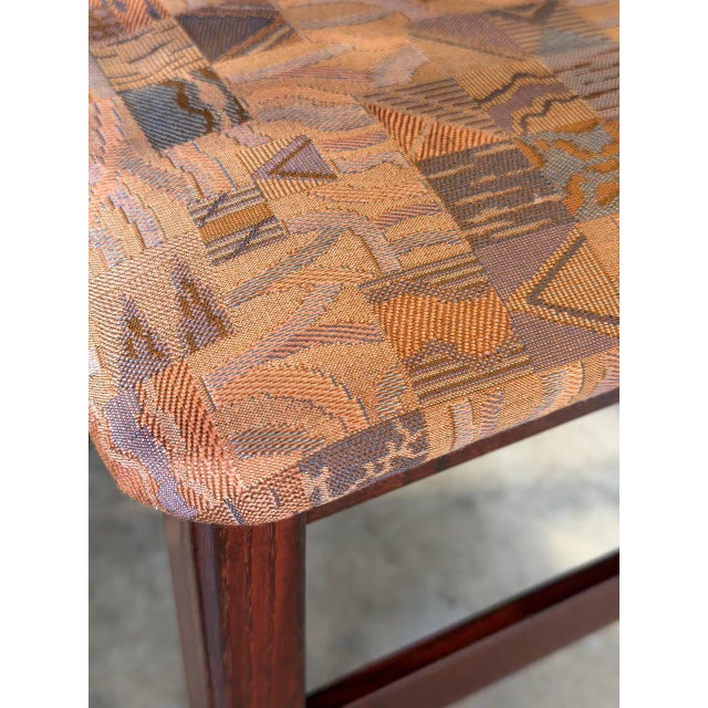 Wood Dark Wood High-Back Upholstered Dining Chairs Set of 6 Mid-Century Modern For Sale - Image 7 of 12