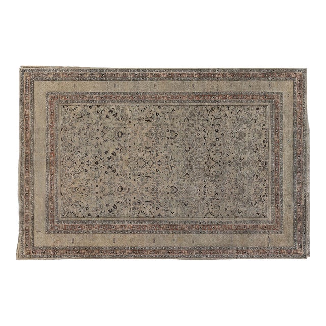 Early 20th Century Persian Meshad Camel, Brown, Orange Handwoven Wool Rug For Sale