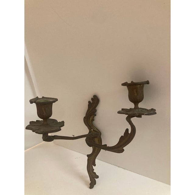 French Louis XV Bronze Candle Wall Sconces- A Pair For Sale - Image 10 of 10