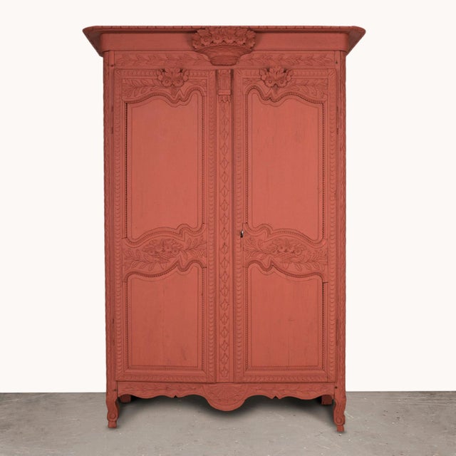 Red French Rhubarb Marriage Armoire For Sale - Image 8 of 10