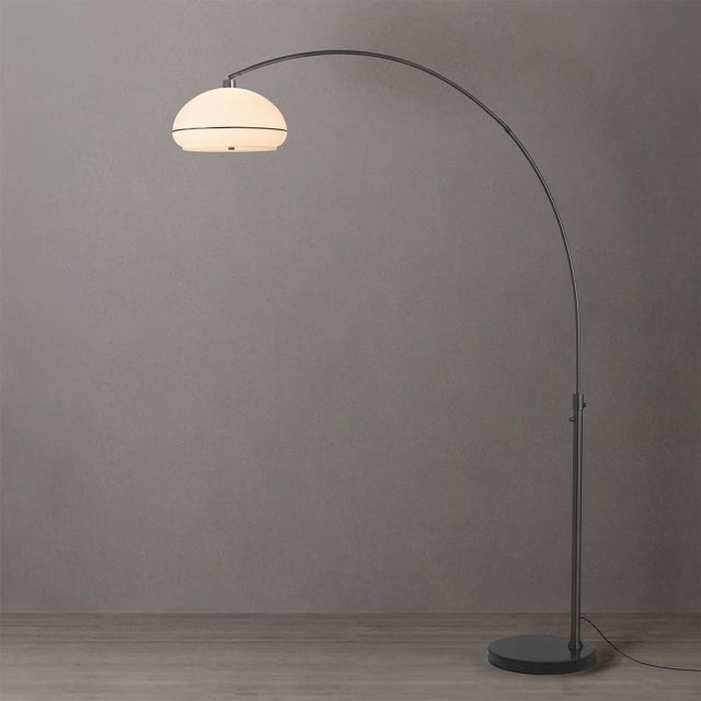 Mid-Century Modern Simple Morelli Mid Century Modern Floor Lamp, 1960s - Lucite Shade, Black Nickel, Black Marble Base For Sale - Image 3 of 4