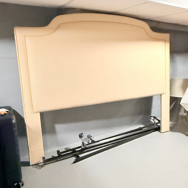 Traditional Fully Upholstered King Headboard & Skirt For Sale - Image 3 of 9