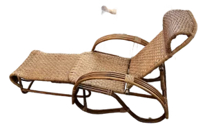 MCM Franco Albini Style Rattan Chaise Rattan Bamboo Lounge Chair