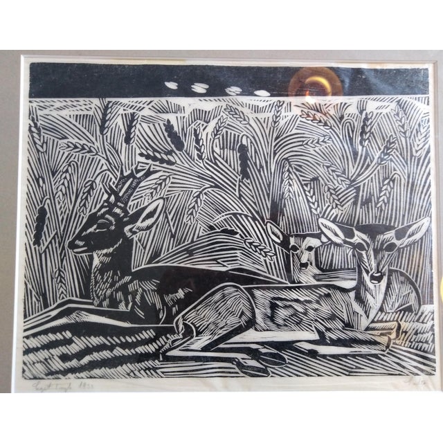 Modern Axel Salto, Deer, Woodcut, 1933 For Sale - Image 3 of 8