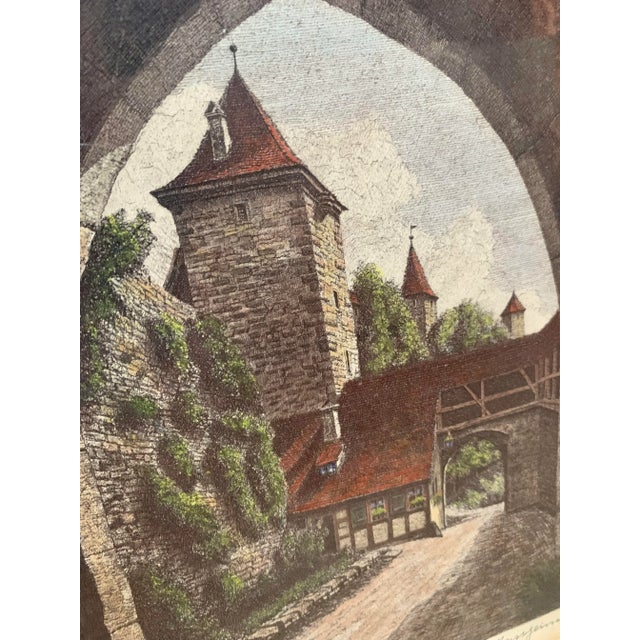 Vintage Original Ernst Geissendorfer Hand-Colored Etching of