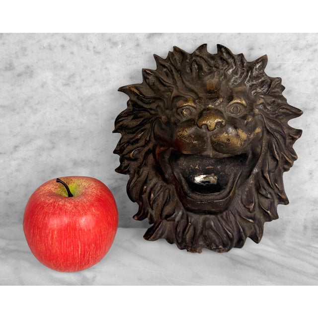 - Early 20th Century Architectural Salvaged Lions Head - Solid Brass - Weighs Slightly Over 6lbs - Originally was the Top...