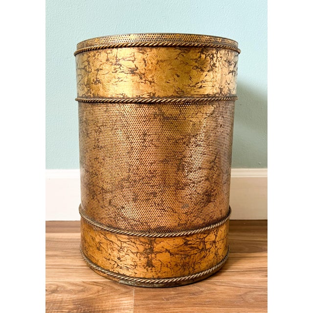 Charming and versatile metal piece made in Italy in the mid-20th century. Lovely design features gold gilding and rope...