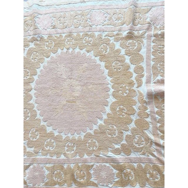 Hand-Embroidered Suzani from Samarkand, circa 1960s era. Dimension; 52'' x 64'' inches / 132 x 162 cm / 4'4'' x 5'4''...
