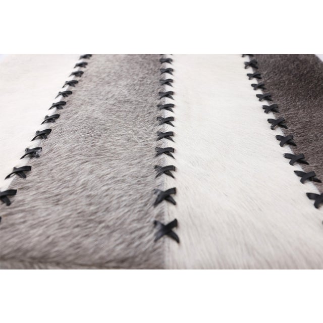 2020s Luxury Genuine Cowhide Leather Throw Pillow With Hand-Laced Stitching 16x24 | Handmade Designer Lumbar Cushion For Sale - Image 5 of 7