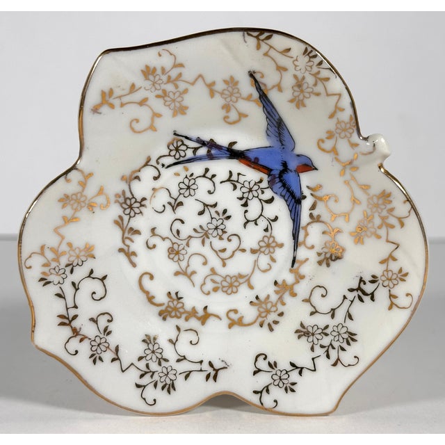 Blue Mid 20th Century Japanese Blue Bird Swallow Demitasse Cup & Saucer For Sale - Image 8 of 12
