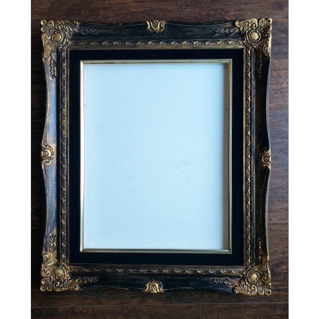 Wood Vintage Mid-Century Baroque Style Solid Wood Frame With Black Velvet Liner – Fits 11x14 Art For Sale - Image 7 of 9