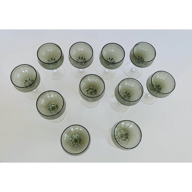 1970s Glassware/ StemwareSmoke Color Glass Stemmed Goblets Set of 11