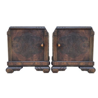 Art Deco Nightstands with Ebonized Base, 1930, Set of 2 For Sale
