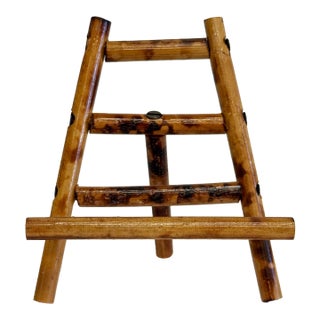 Vintage Petite Scorched Bamboo Table Easel For Sale