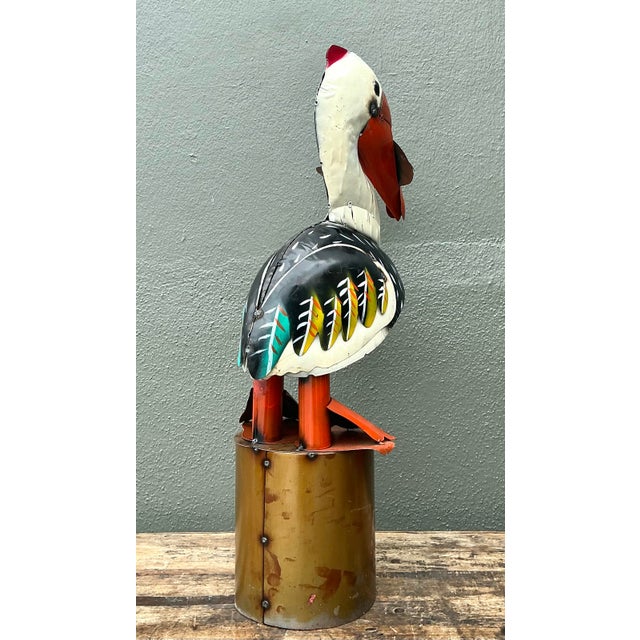 Metal Vintage Torch Cut Metal Pelican For Sale - Image 7 of 12