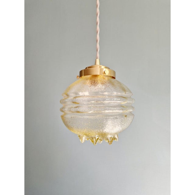 1970s Space Age Pendant Light in Yellow Transparent Glass, 1960s For Sale - Image 5 of 14