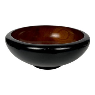 Black Enameled Mahogany Bowl Haiti For Sale