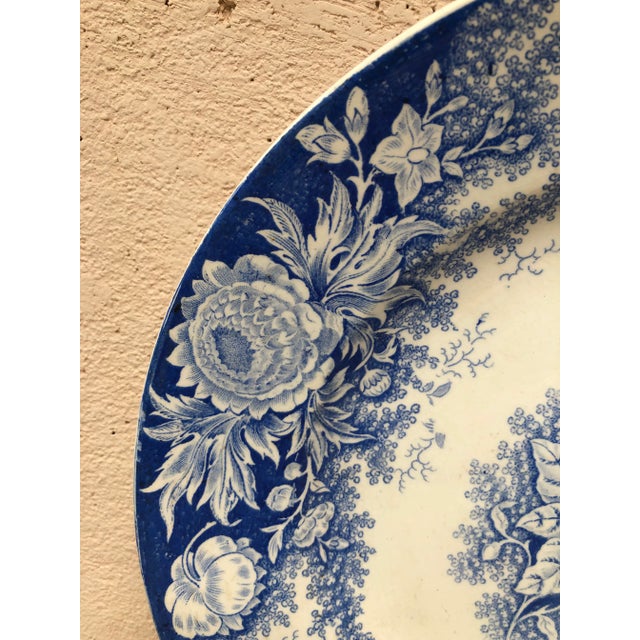 De Sarreguemines 19th Century Large Blue & White Platter Jardiniere Sarreguemines For Sale - Image 4 of 7