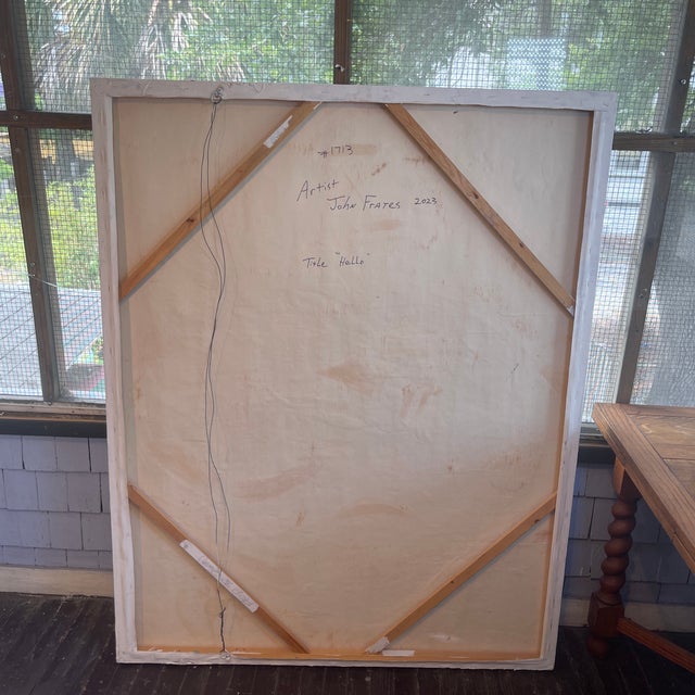 Hello” by John Frates, Large, Mid Century Modern, Abstract, Hang Multi-Directional, 48x60x1 1/2 In., #1713 For Sale In Jacksonville, FL - Image 6 of 7