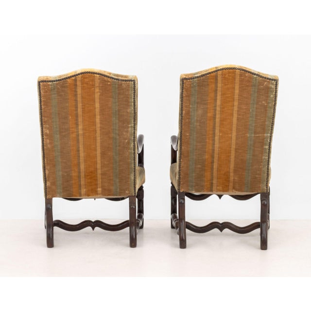 Wood Louis XIII Walnut and Velvet Upholstery Fauteuils, 17th Century, Pair For Sale - Image 7 of 7