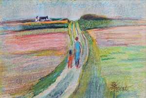 Suzanne Tourte, On the Path, 1950s, Pastel & Ink on Paper, Framed