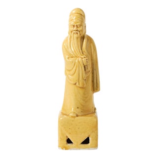 Mid 20th Century Chinese Wise Man Ceramic Figurine For Sale