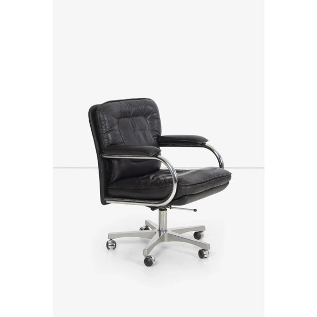 Ebony Frank Mariani Leather Desk Chair For Sale - Image 8 of 13