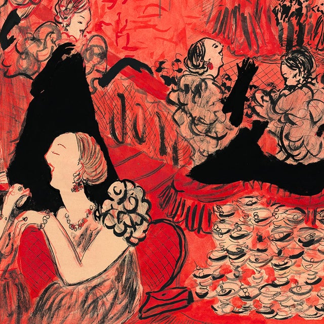 2020s Red Opera Night Original Contemporary Figurative Watercolor by Pauline De Roussy De Sales For Sale - Image 5 of 6