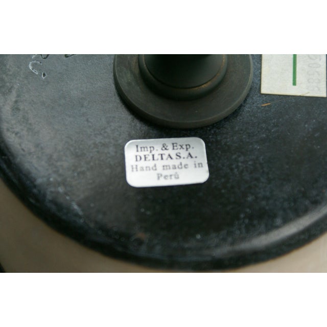 Late 20th Century Late 20th Century Black & Ivory Geometric Chulucanas Pottery Spiral Table Lamp For Sale - Image 5 of 8