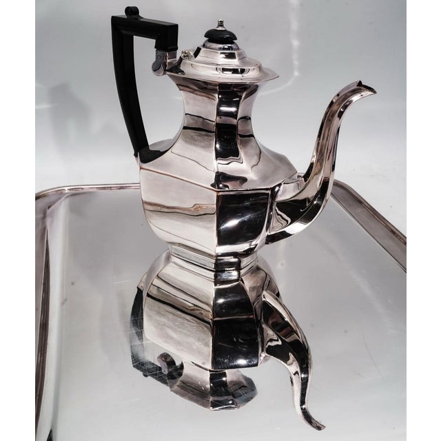Late 20th Century (5 Pc) j.b. Chatterley & Sons Ltd. Silver-Plated Tea and Coffee Service With Tray For Sale - Image 11 of 11