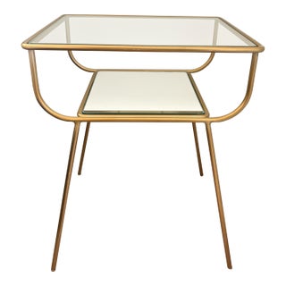 West Elm Curved Terrace Nightstand / Side Table in Gold - Good Condition For Sale