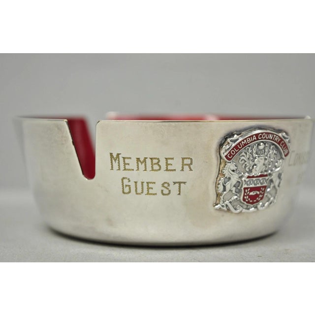 Mid 20th Century Vintage Reed & Barton 22 Silver Plated Red Enamel Columbia Country Club Ashtray For Sale - Image 5 of 13