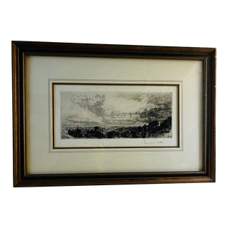 1859 Out of a Study Window Seymour Haden Print, Framed For Sale