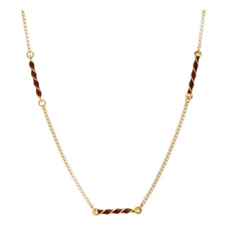 18KY Red Enamel Spiral Necklace For Sale