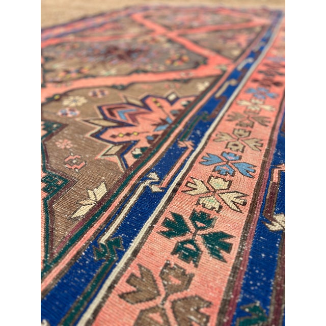 1940s Vintage Embroidery Persian Soumak Rug With Geometric Pattern For Sale In Houston - Image 6 of 9
